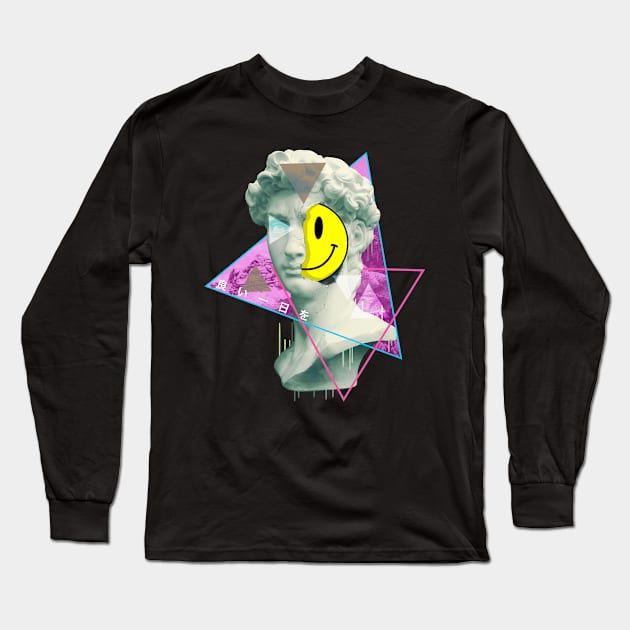 Vaporwave Have a Nice Day Statue of David Retro 1980s Art T-Shirt Long Sleeve T-Shirt by merchmonkey